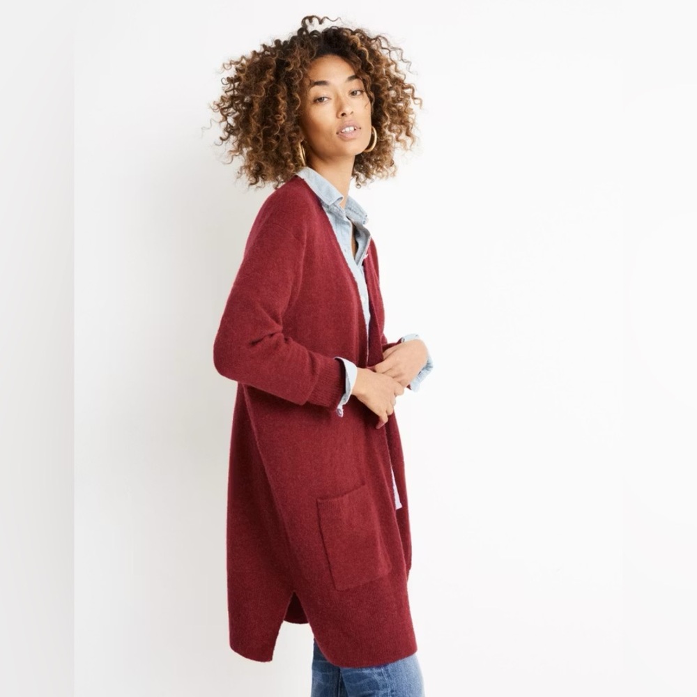 Madewell Red Merino Wool/Alpaca Blend Longline Cardigan Size XSmall ~ EUC